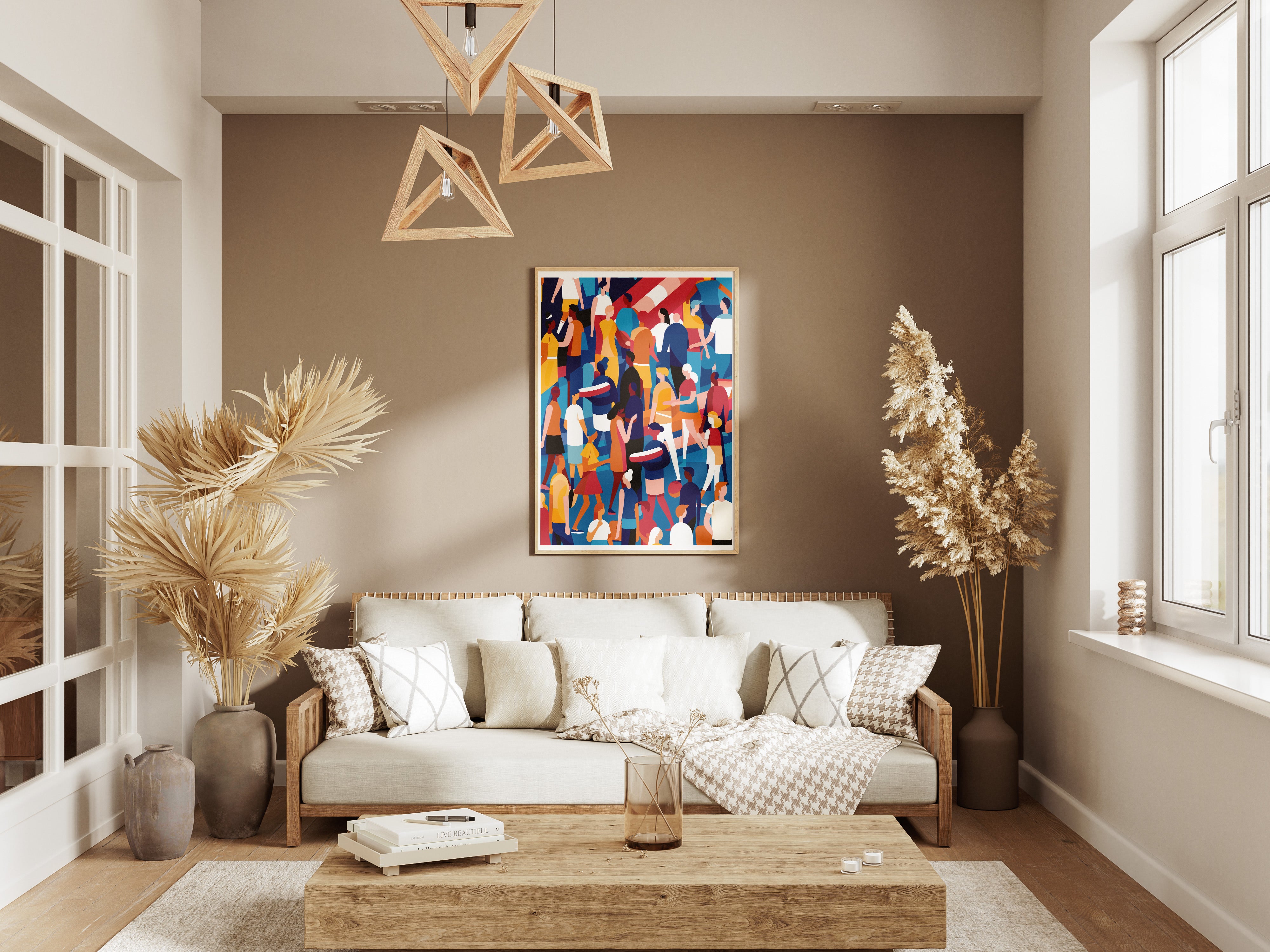 Abstract Crowd Poster | Vibrant Flat Illustration for Maximalist Wall Decor