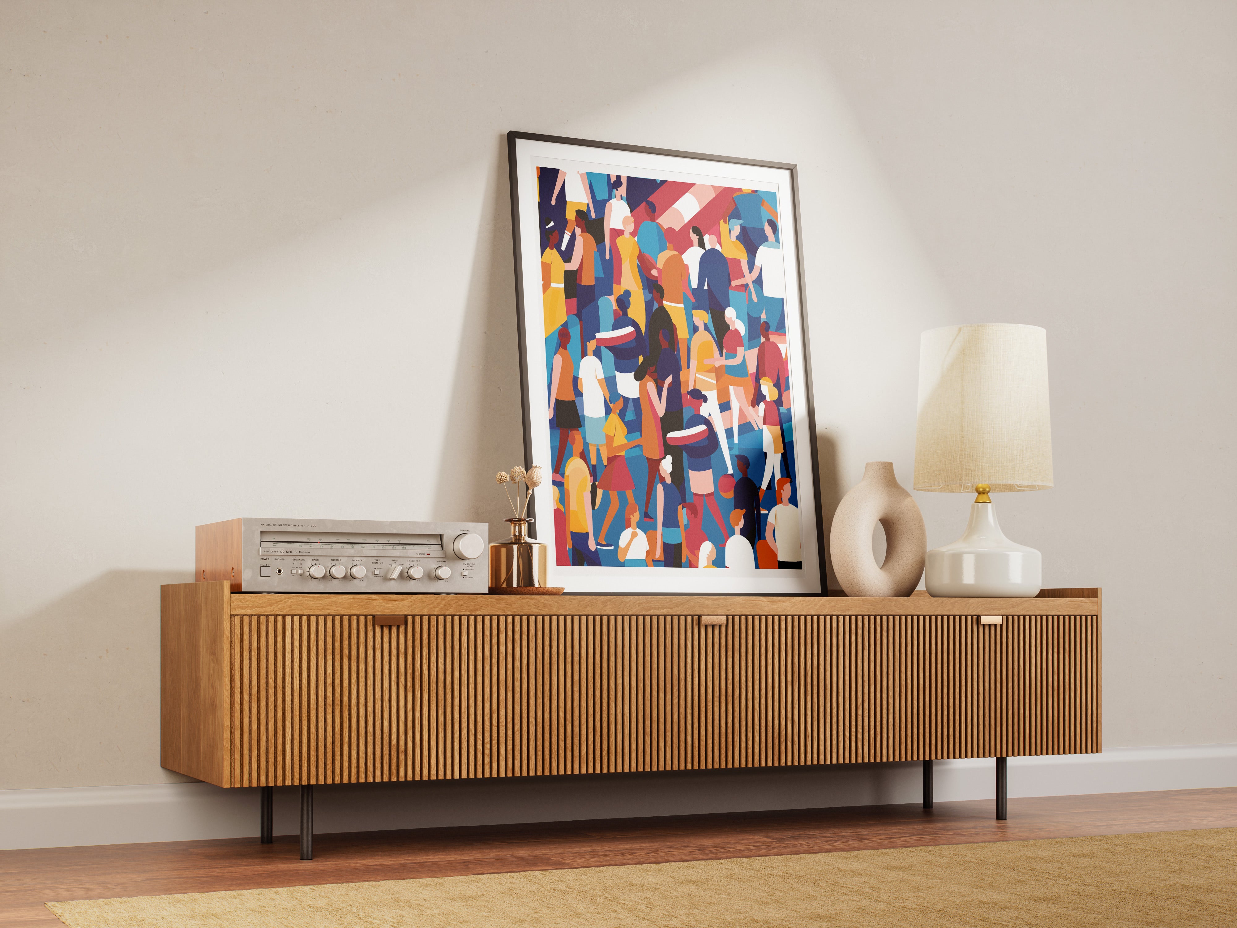 Abstract Crowd Poster | Vibrant Flat Illustration for Maximalist Wall Decor