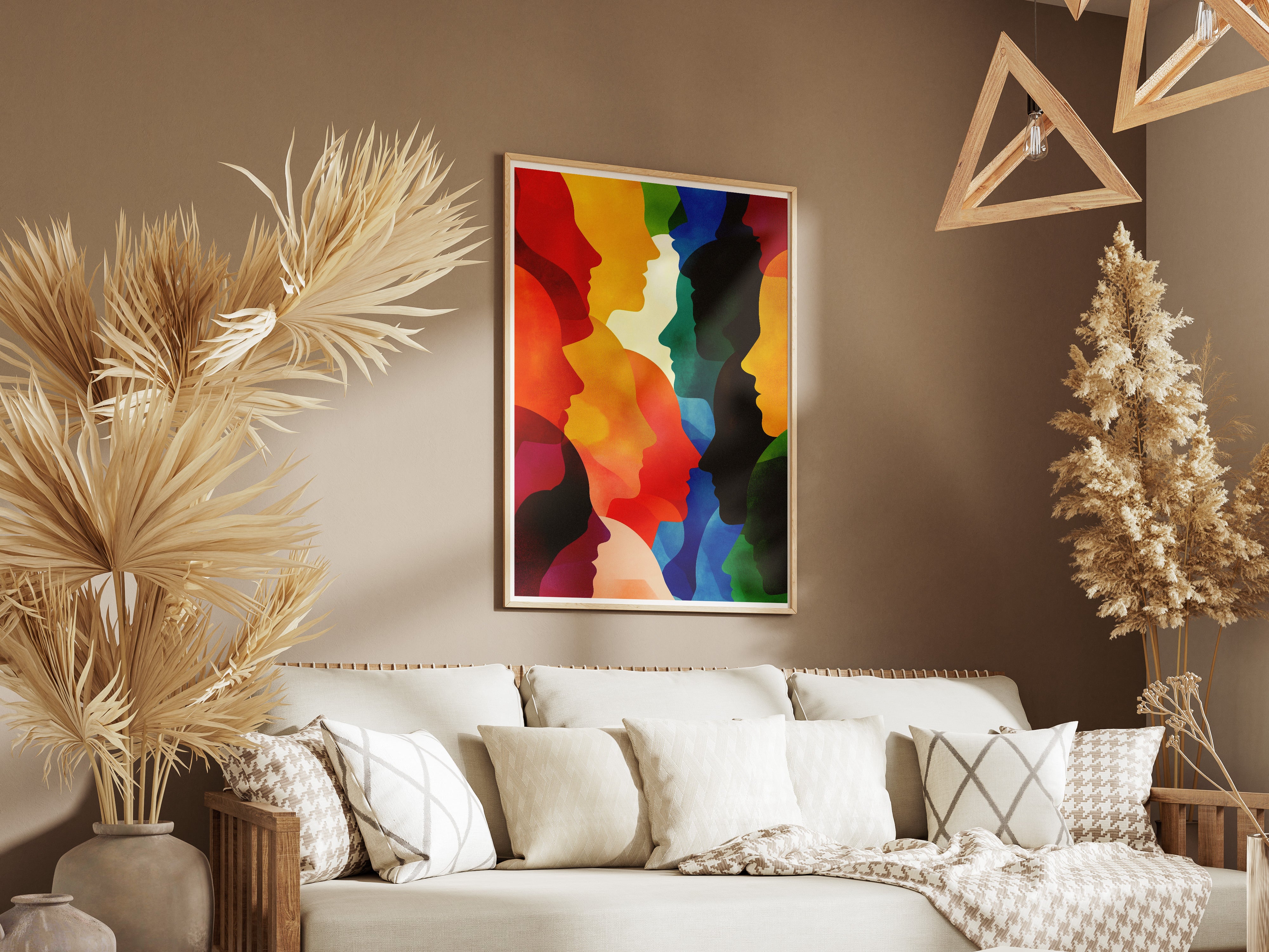 Abstract Human Faces Poster | Colorful Silhouette Inclusion Wall Art