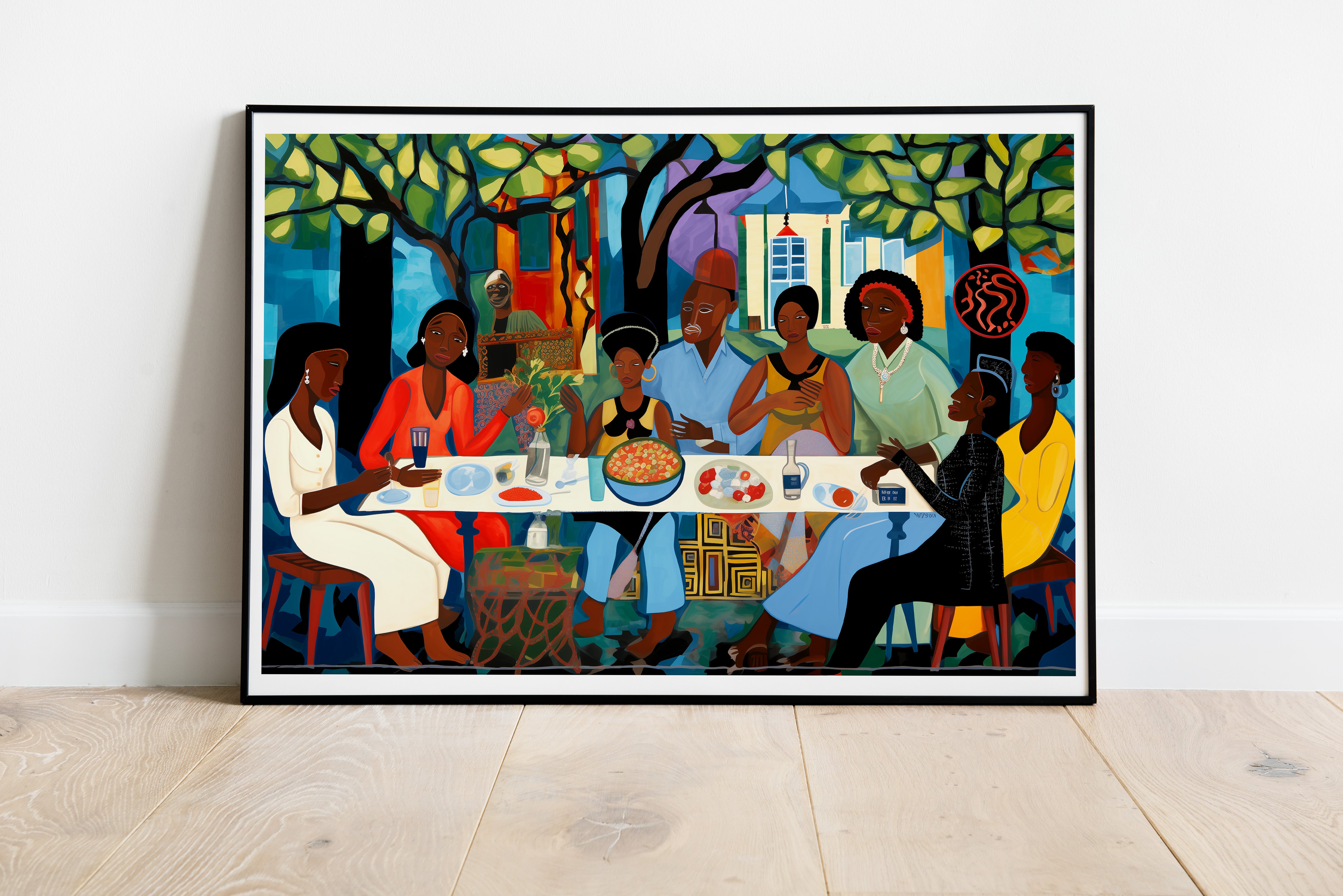 African American Family Dinner Poster | Cultural Unity Wall Art Print