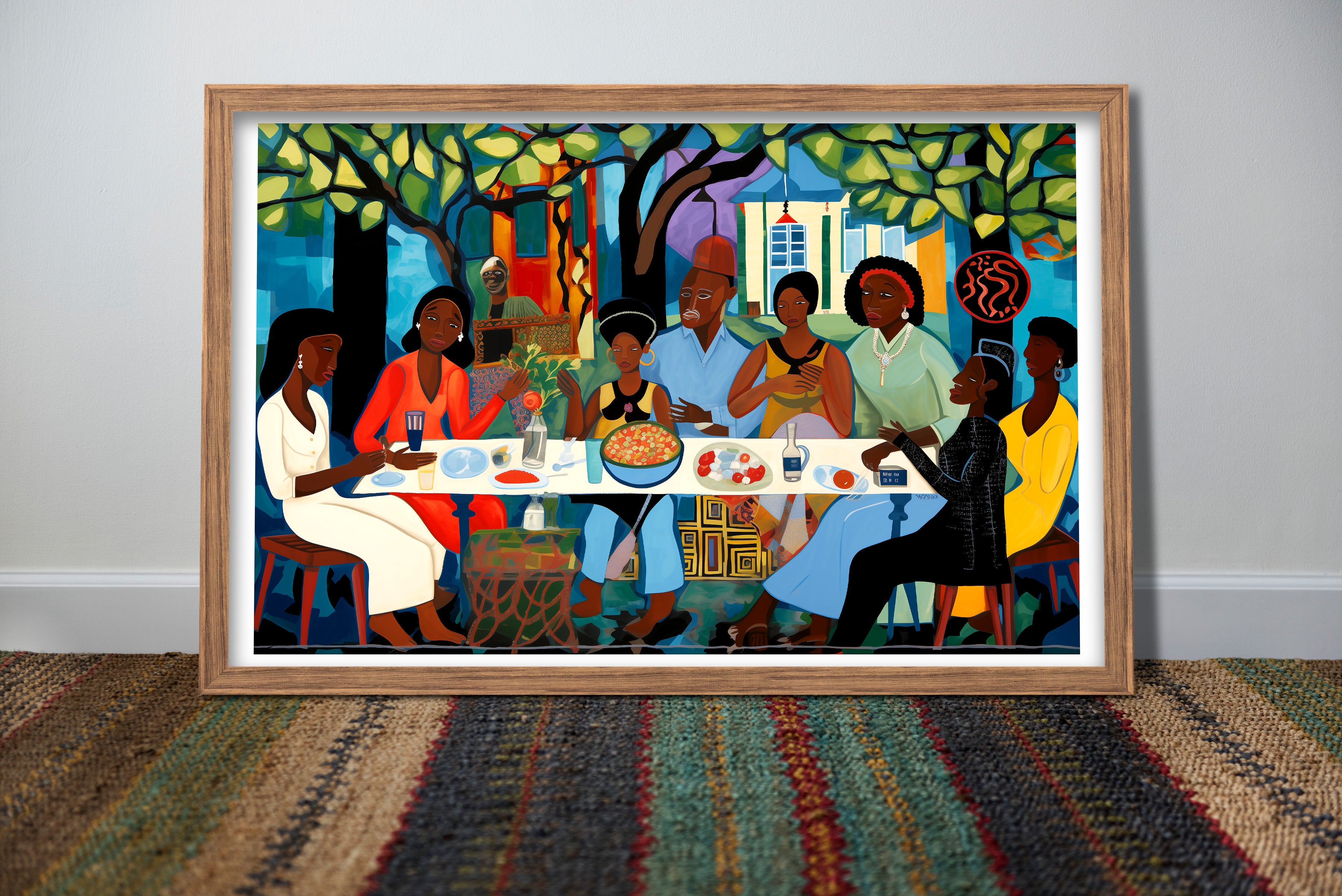 African American Family Dinner Poster | Cultural Unity Wall Art Print