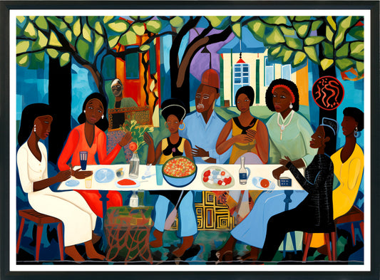 African American Family Dinner Poster | Cultural Unity Wall Art Print