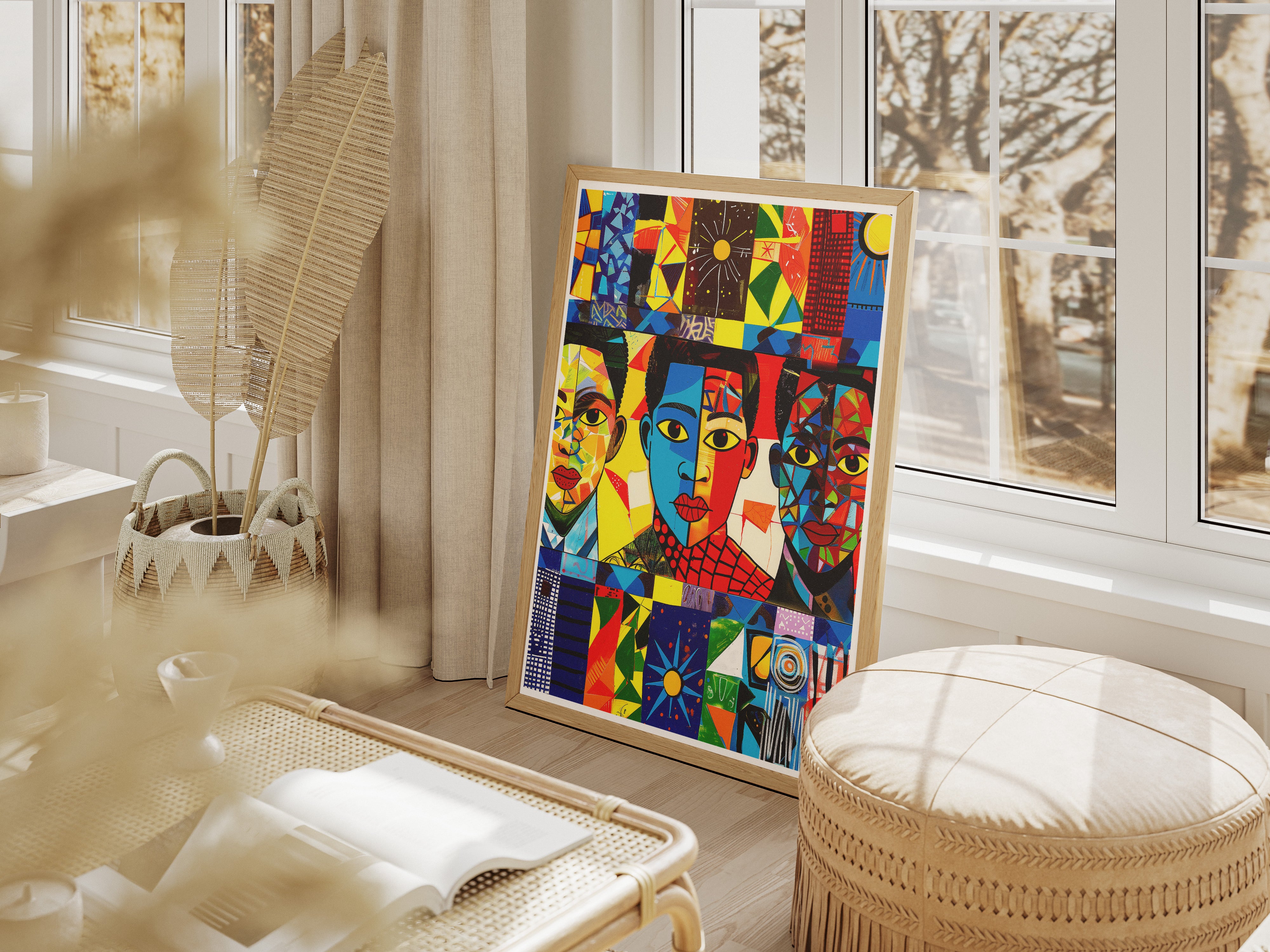 Colorful African American Wall Art | Abstract Black Men Portrait Poster