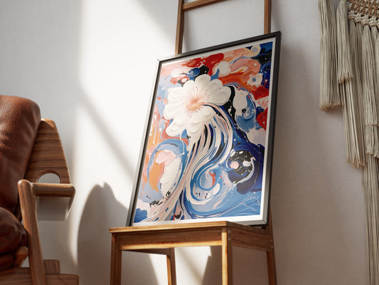 Abstract Floral Poster | Colorful Modern Wall Art with Dynamic Brushwork