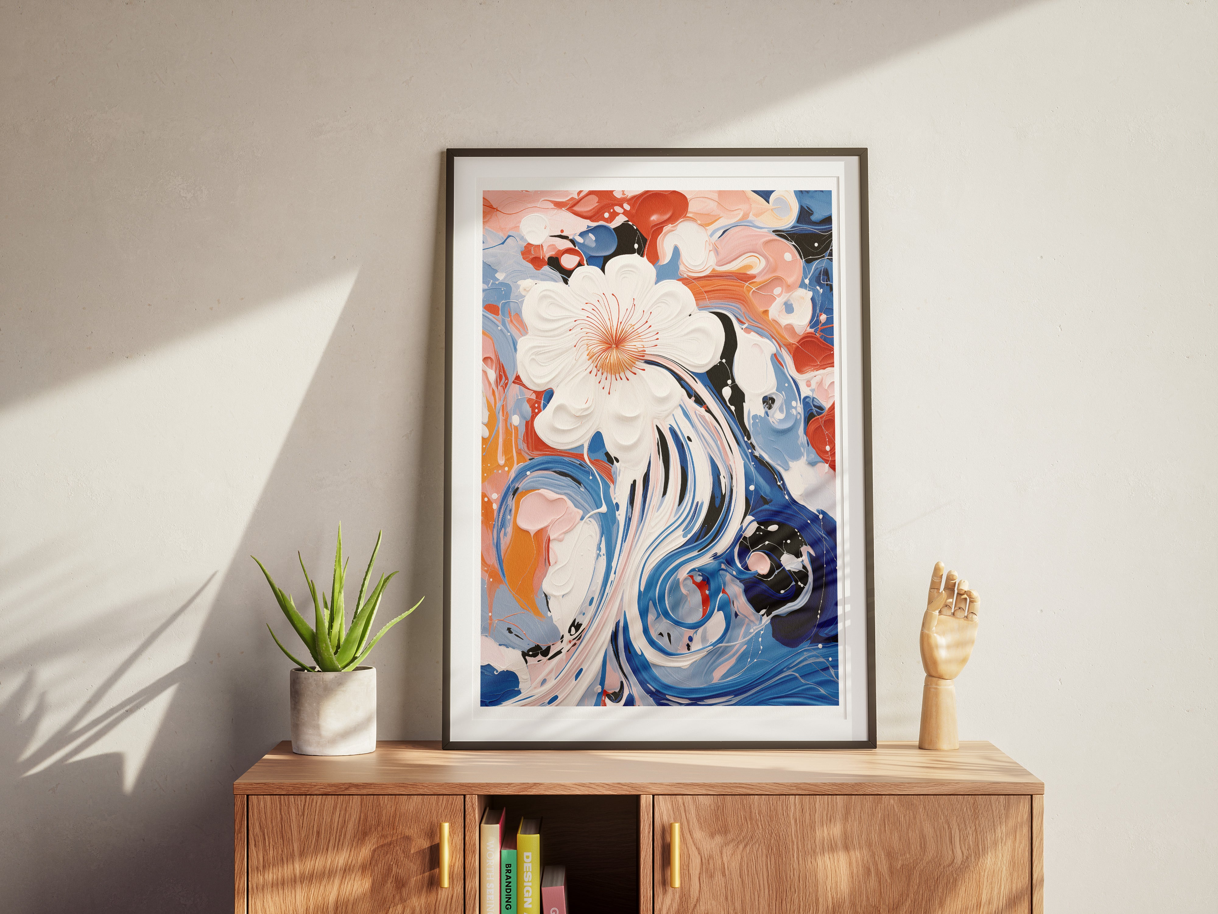 Abstract Floral Poster | Colorful Modern Wall Art with Dynamic Brushwork