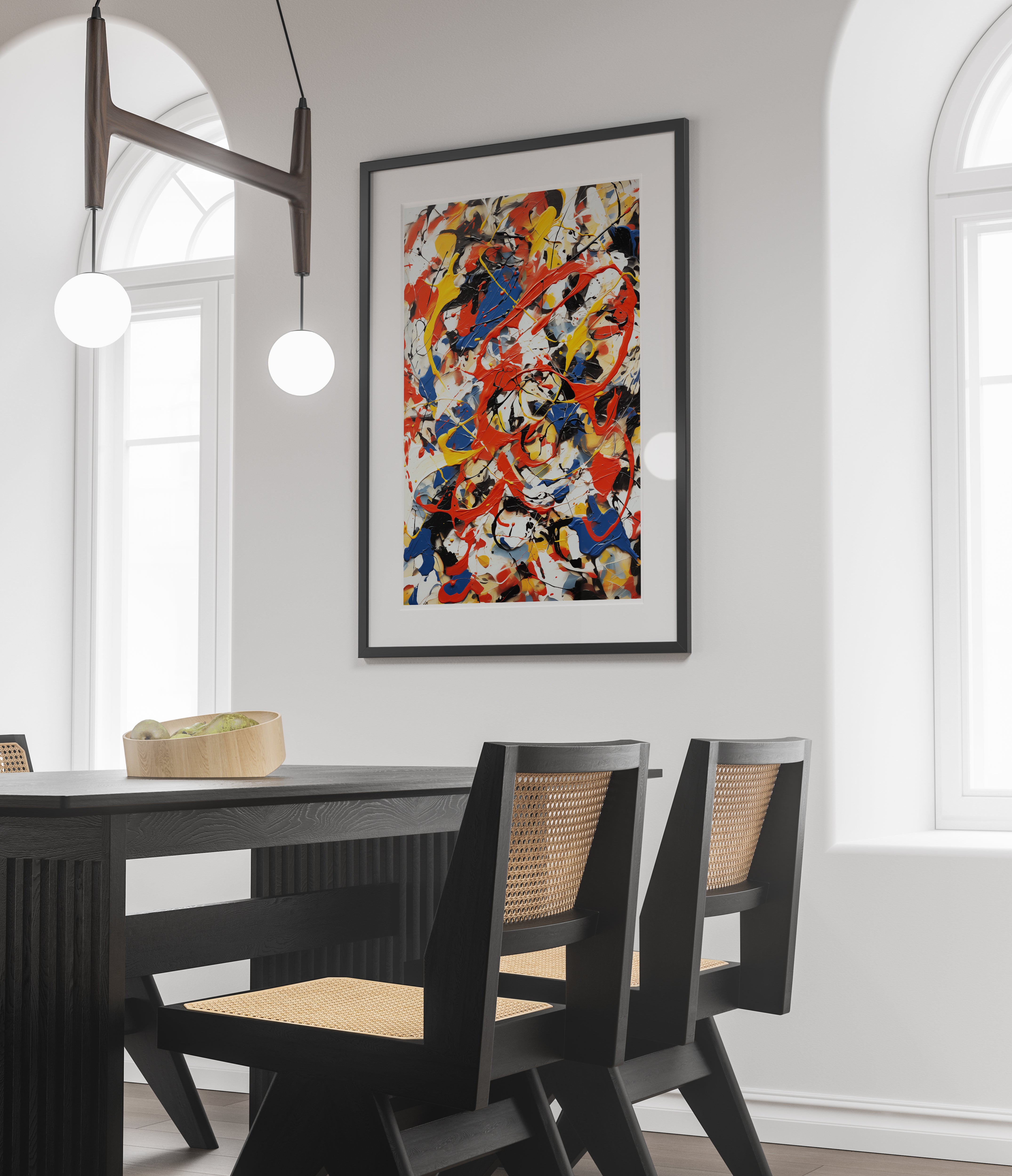 Color Splash Abstract Expressionist Poster | Red, Blue & Yellow Drip Style Wall Art