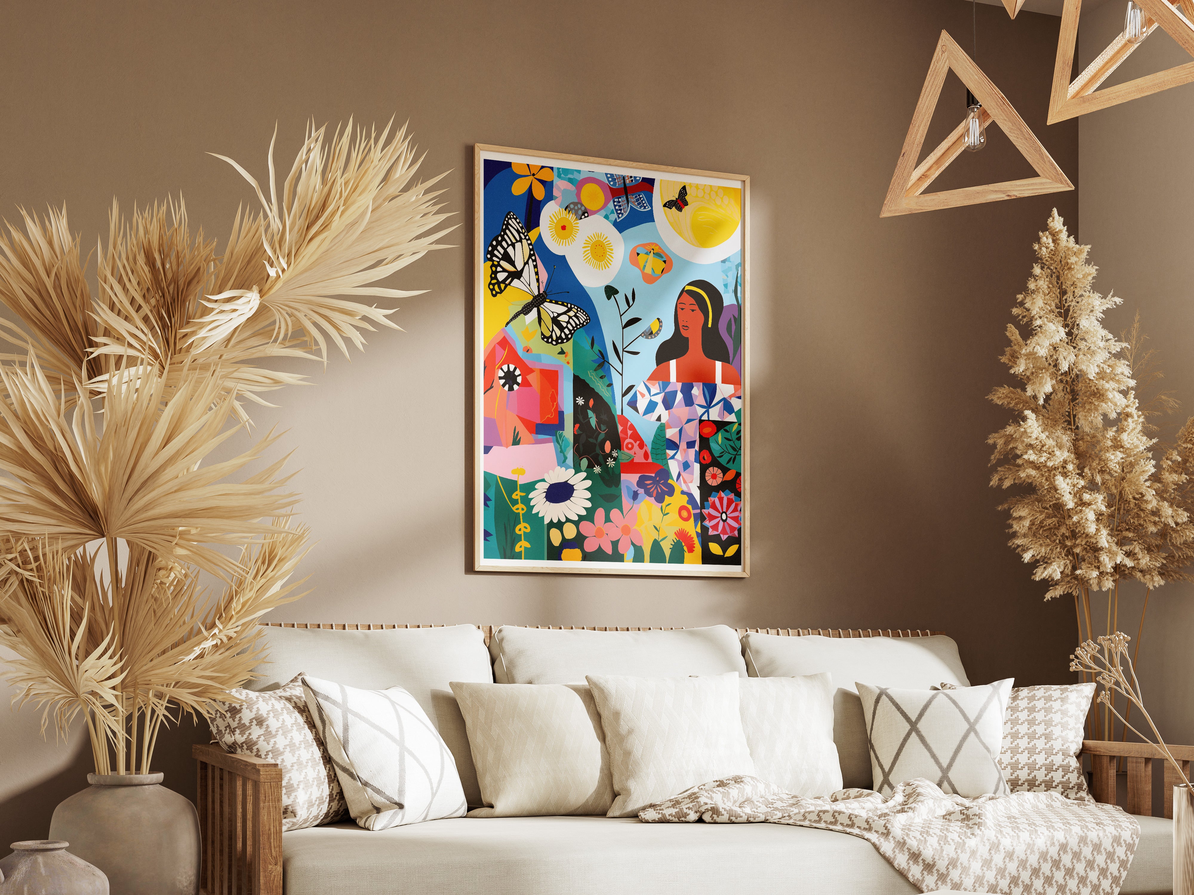 Colorful Botanical Collage Poster | Feminine Abstract Floral Wall Art
