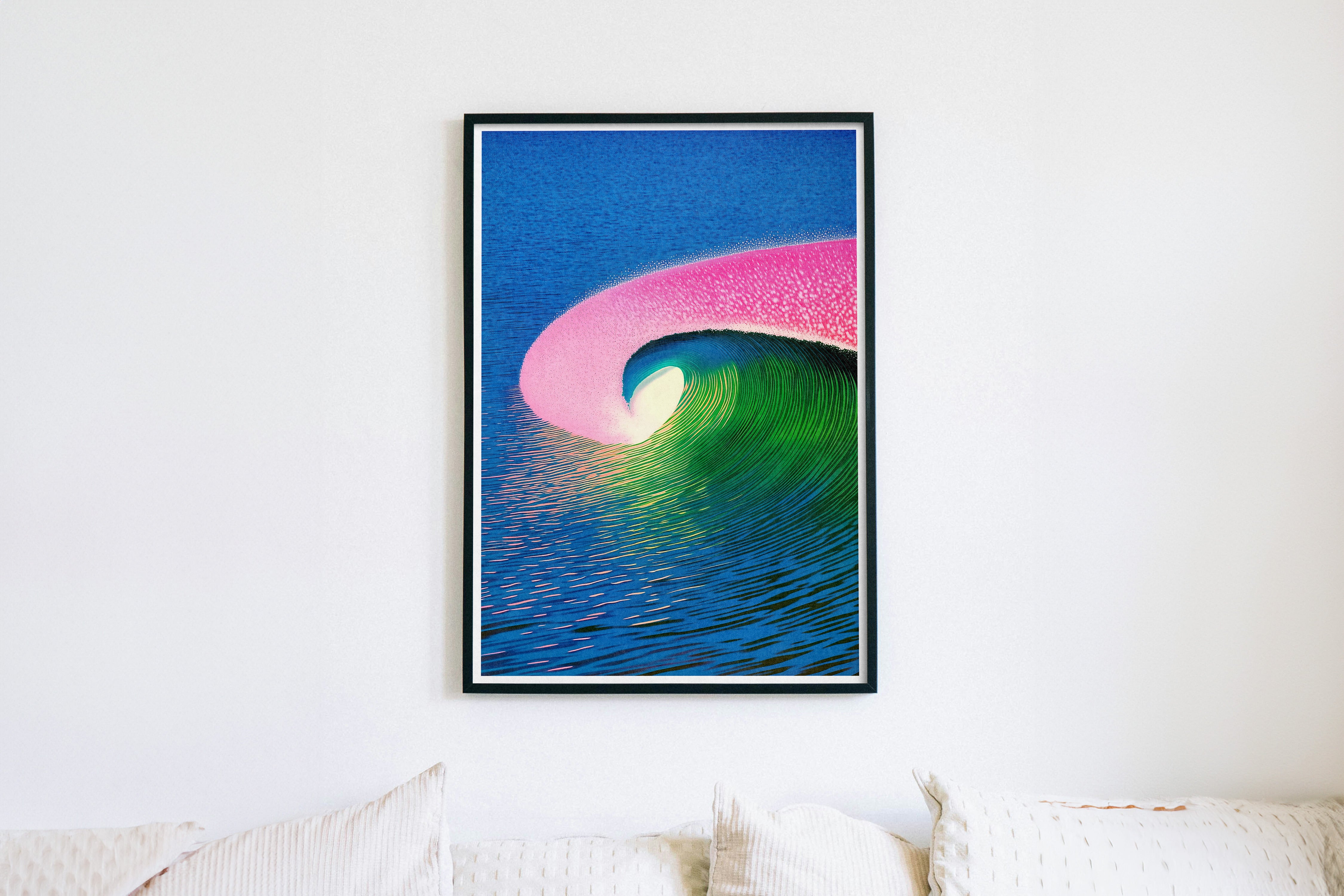 Colorful Surf Wave Poster | Vibrant Ocean Wall Art for Coastal Interiors