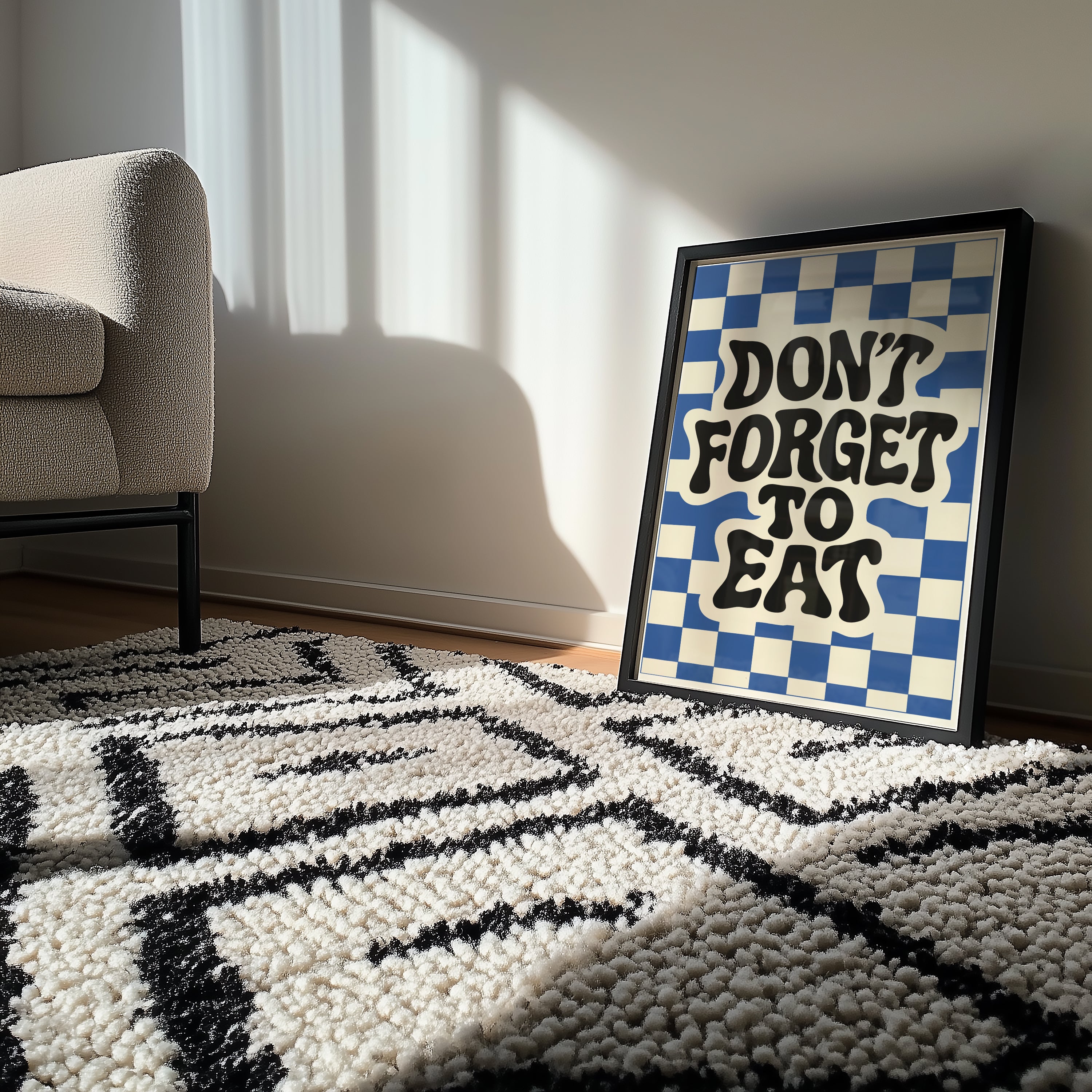 Don’t Forget to Eat Poster | Retro Kitchen Wall Art Print