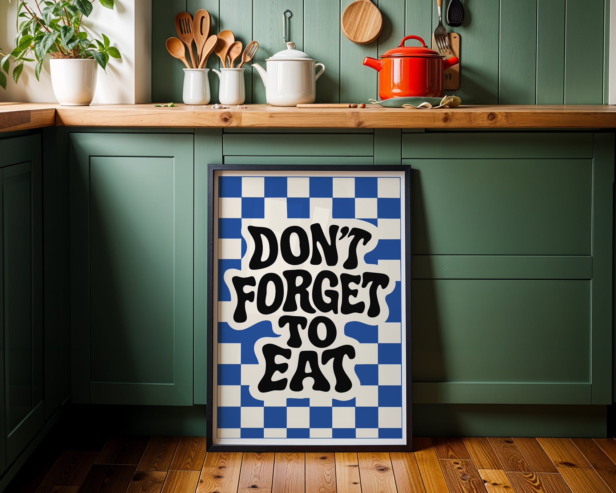 Don’t Forget to Eat Poster | Retro Kitchen Wall Art Print