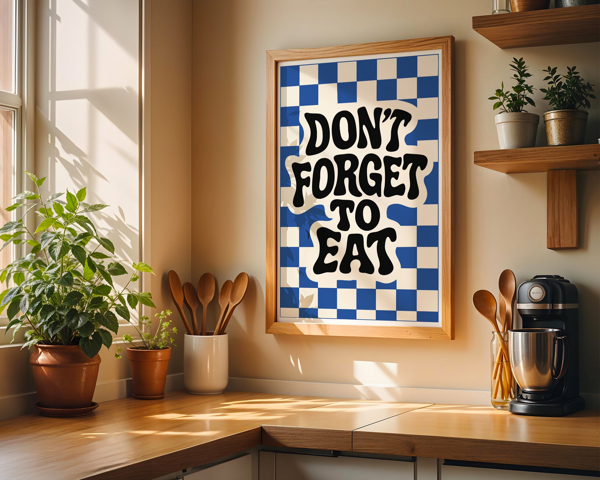 Don’t Forget to Eat Poster | Retro Kitchen Wall Art Print