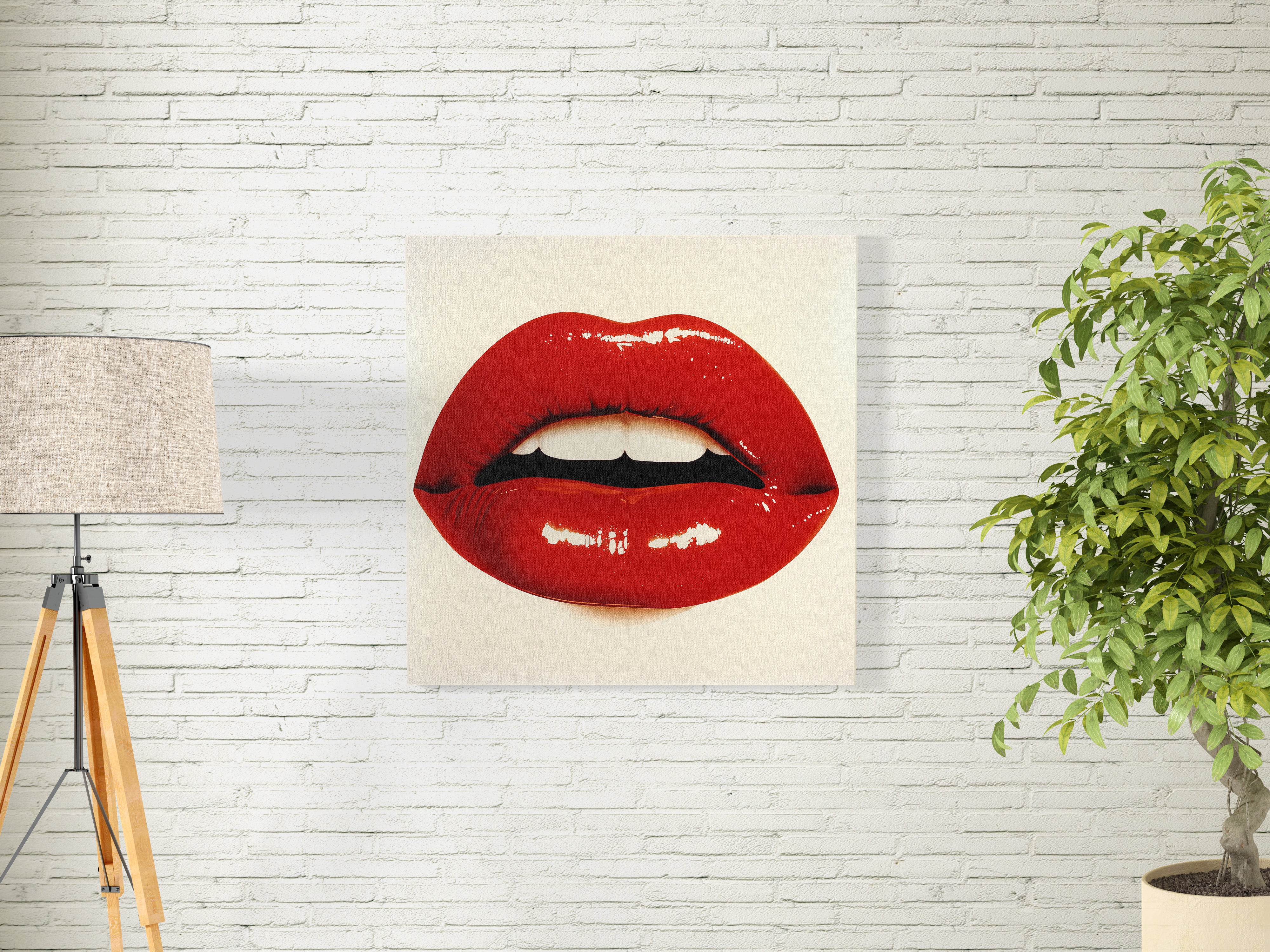 Glossy Red Lips Poster | Pop Art Style Fashion Wall Art