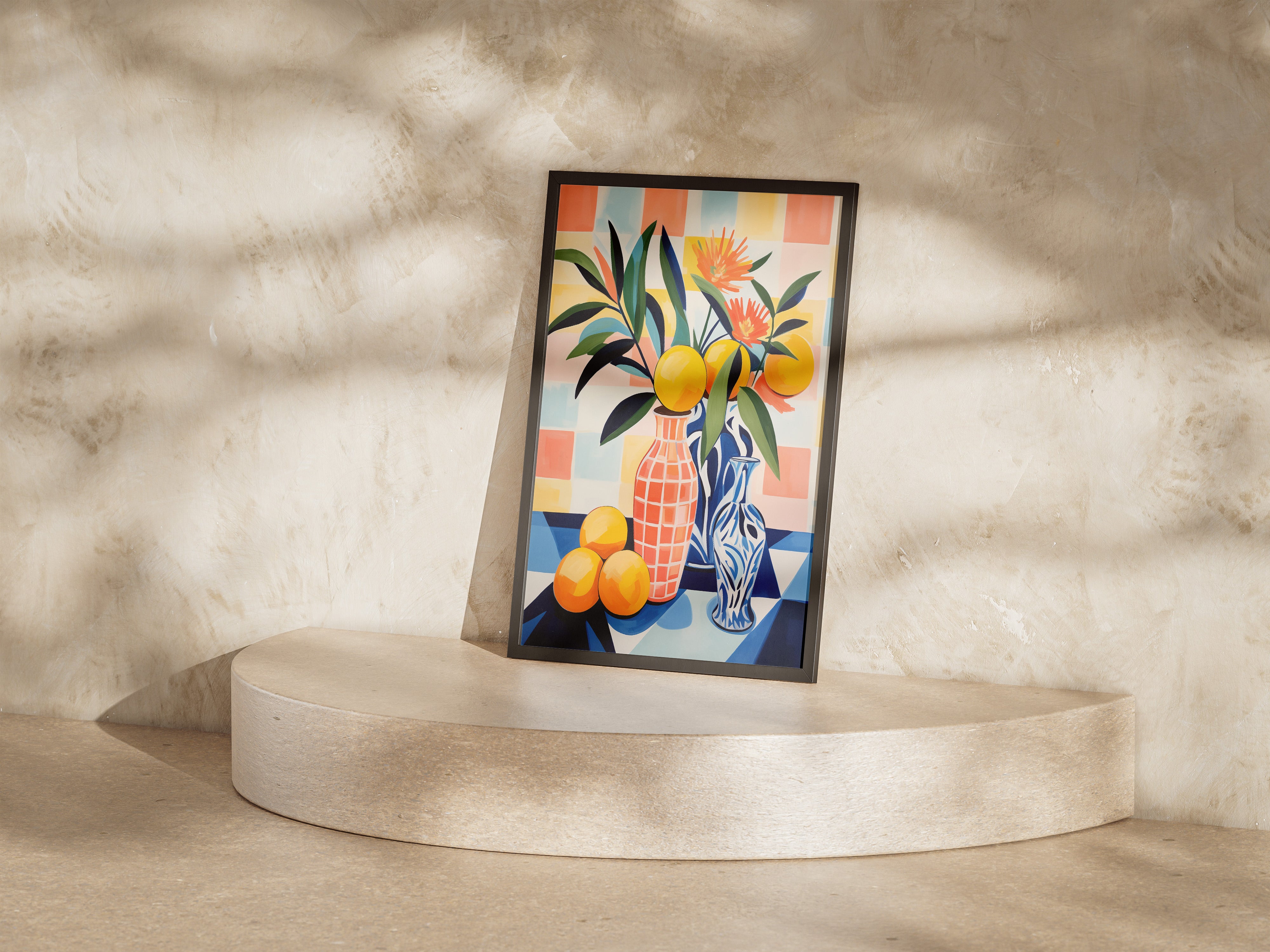 Colorful Lemons Still Life Poster | Matisse Inspired Fauvist Wall Art