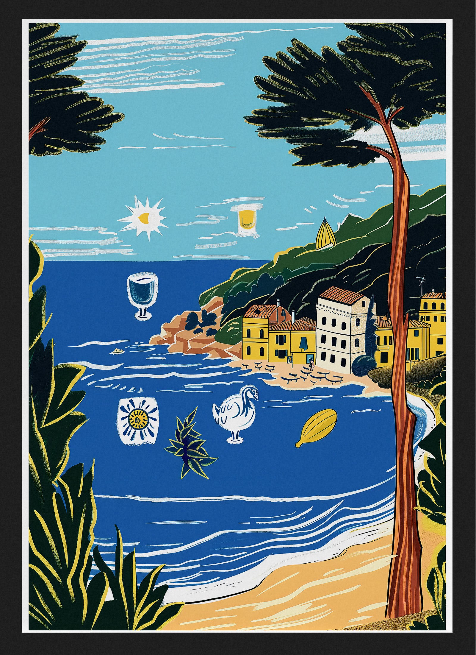 Mediterranean Coastal Poster | Italian Seaside Summer Wall Art Print