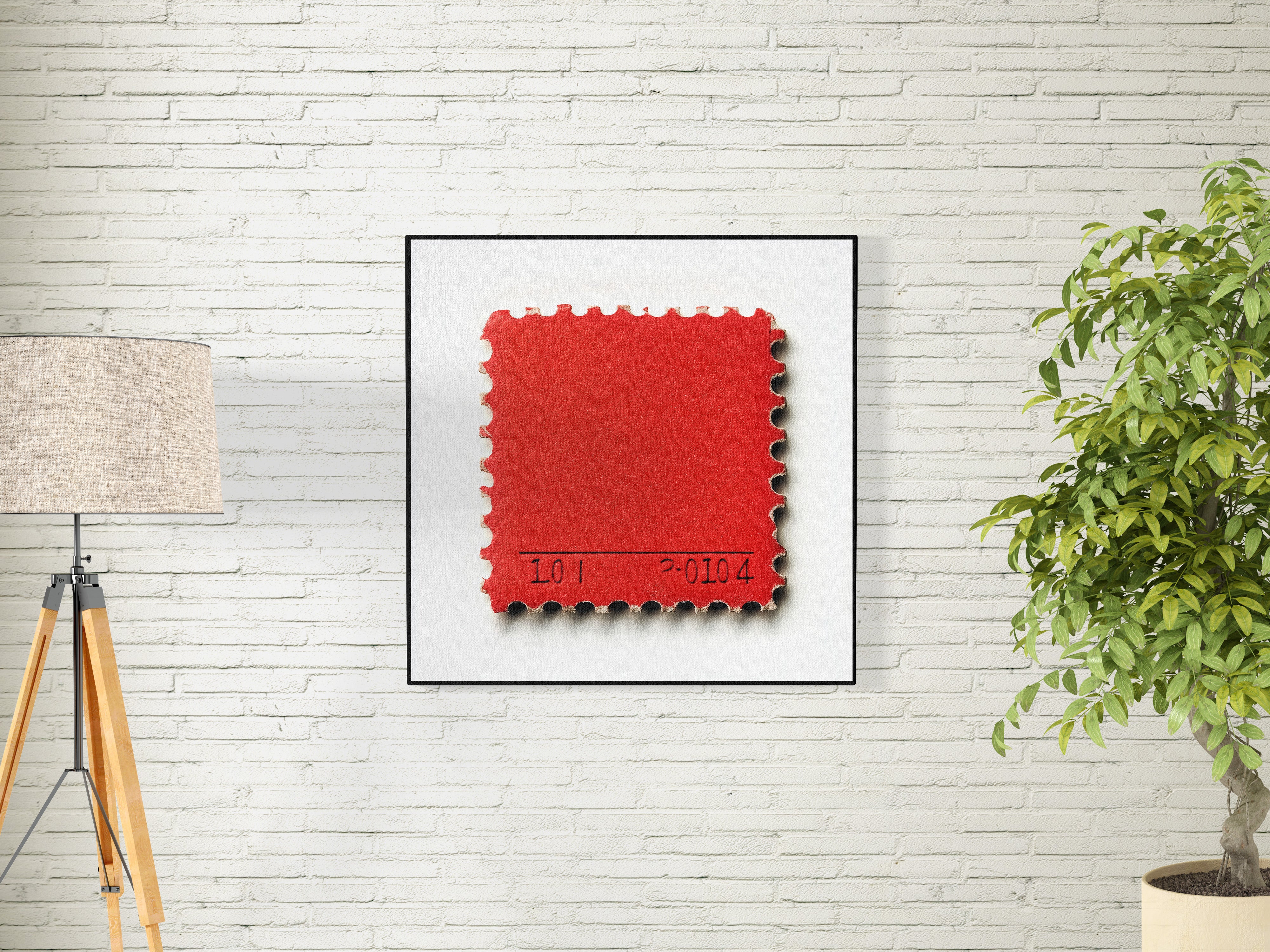 Minimalist Postage Stamp Art Print | Vintage Red Stamp Wall Decor