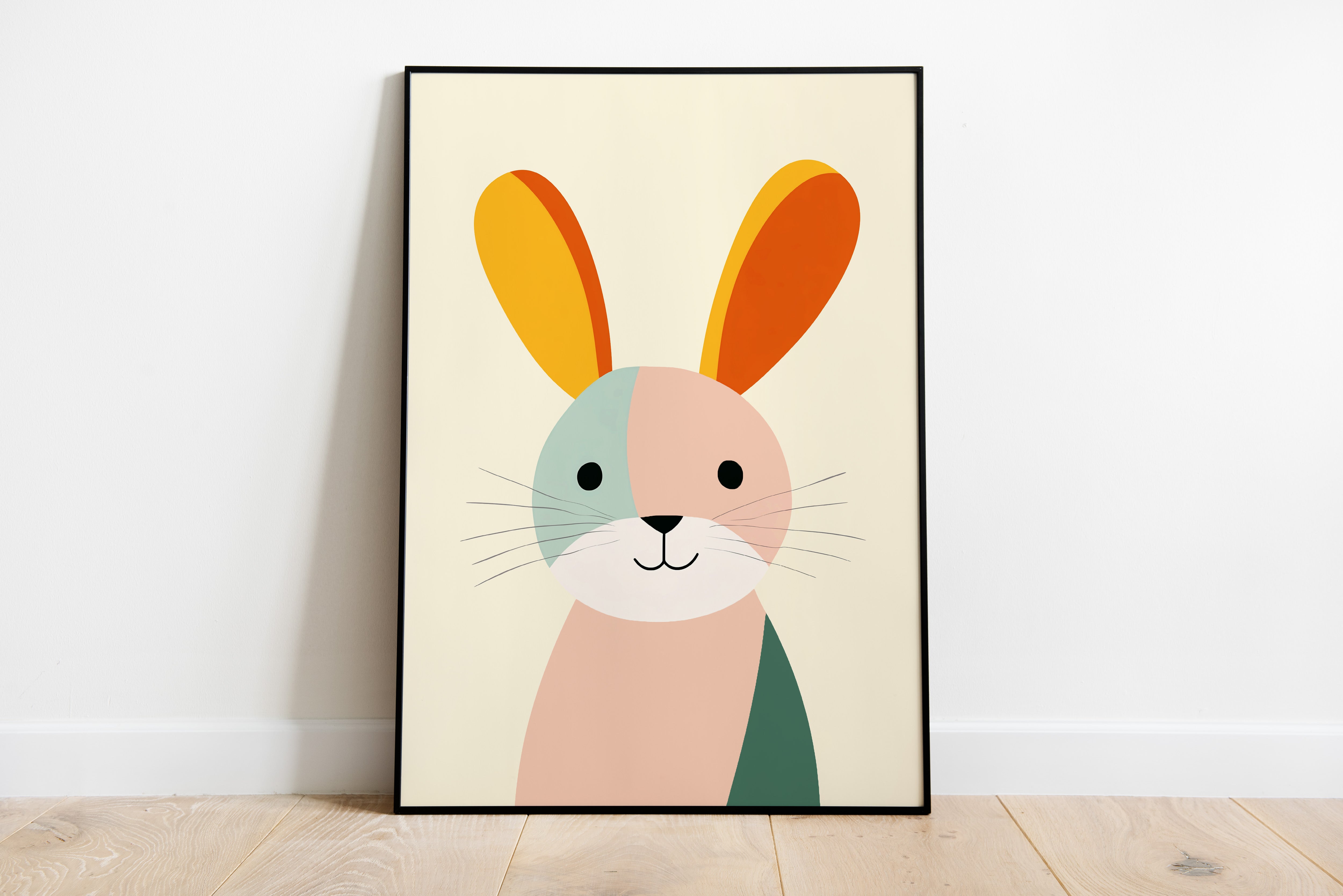 Minimalist Bunny Poster | Cute Rabbit Art for Nursery or Kids Room