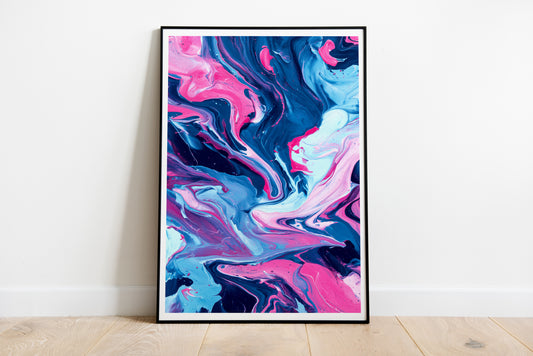 Pink & Blue Swirl Poster | Abstract Fluid Art
