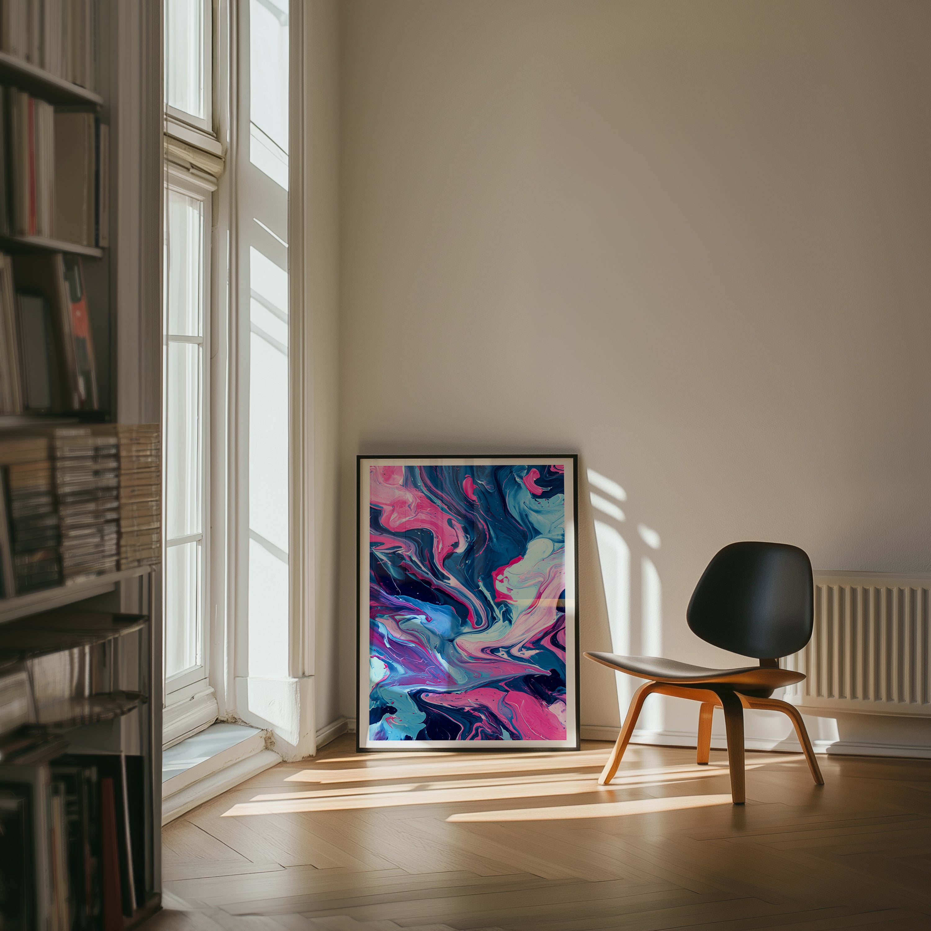 Pink & Blue Swirl Poster | Abstract Fluid Art