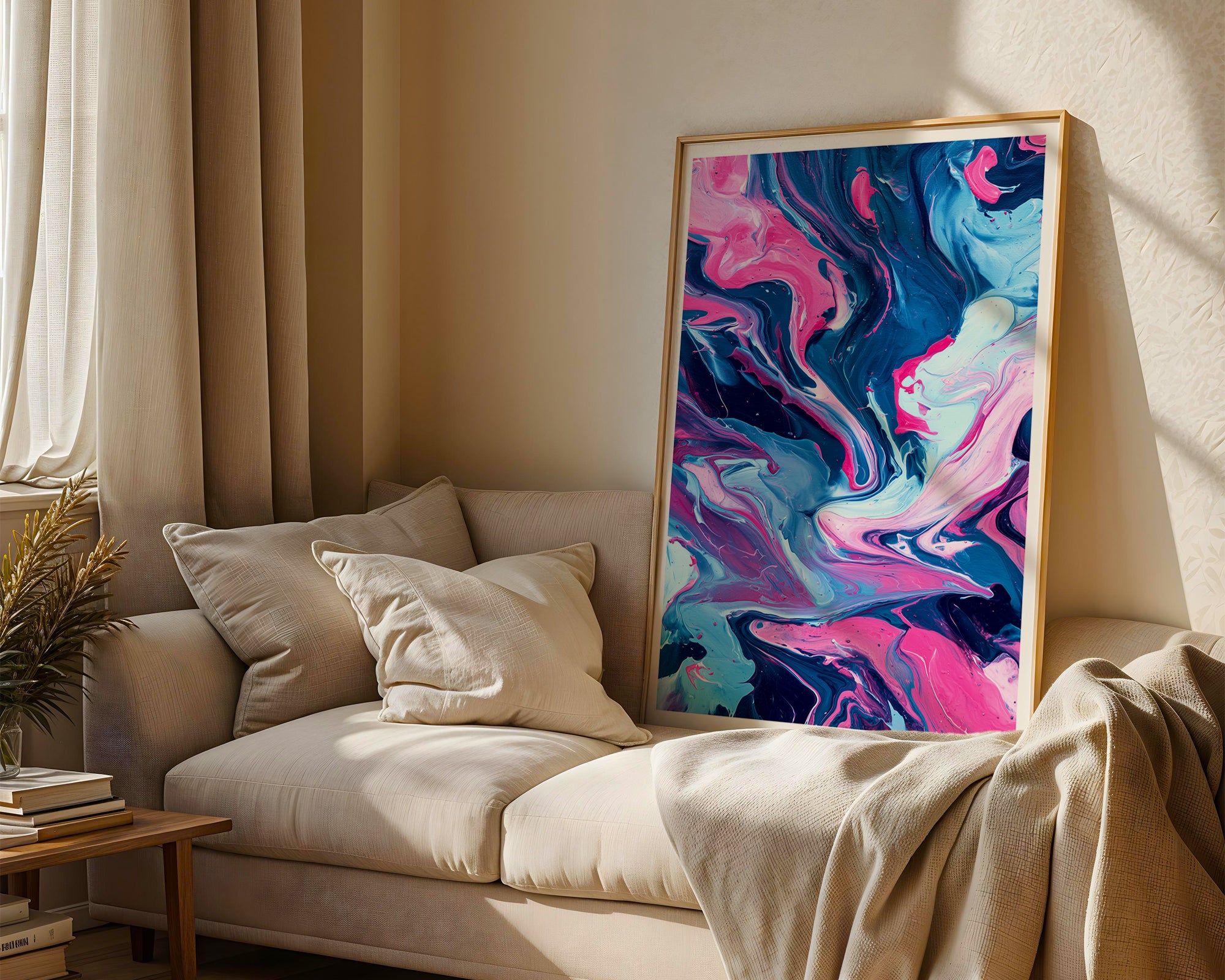 Pink & Blue Swirl Poster | Abstract Fluid Art