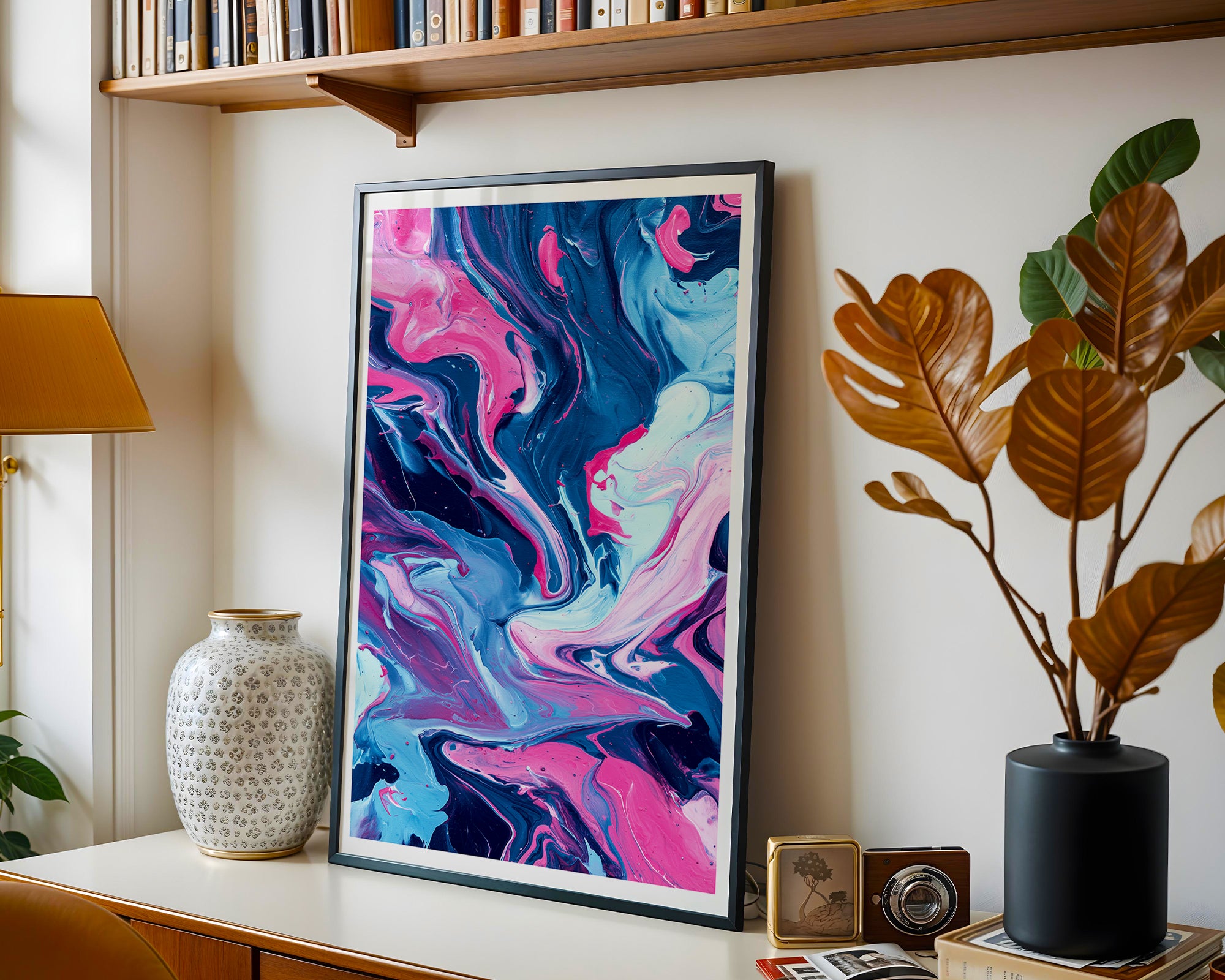Pink & Blue Swirl Poster | Abstract Fluid Art