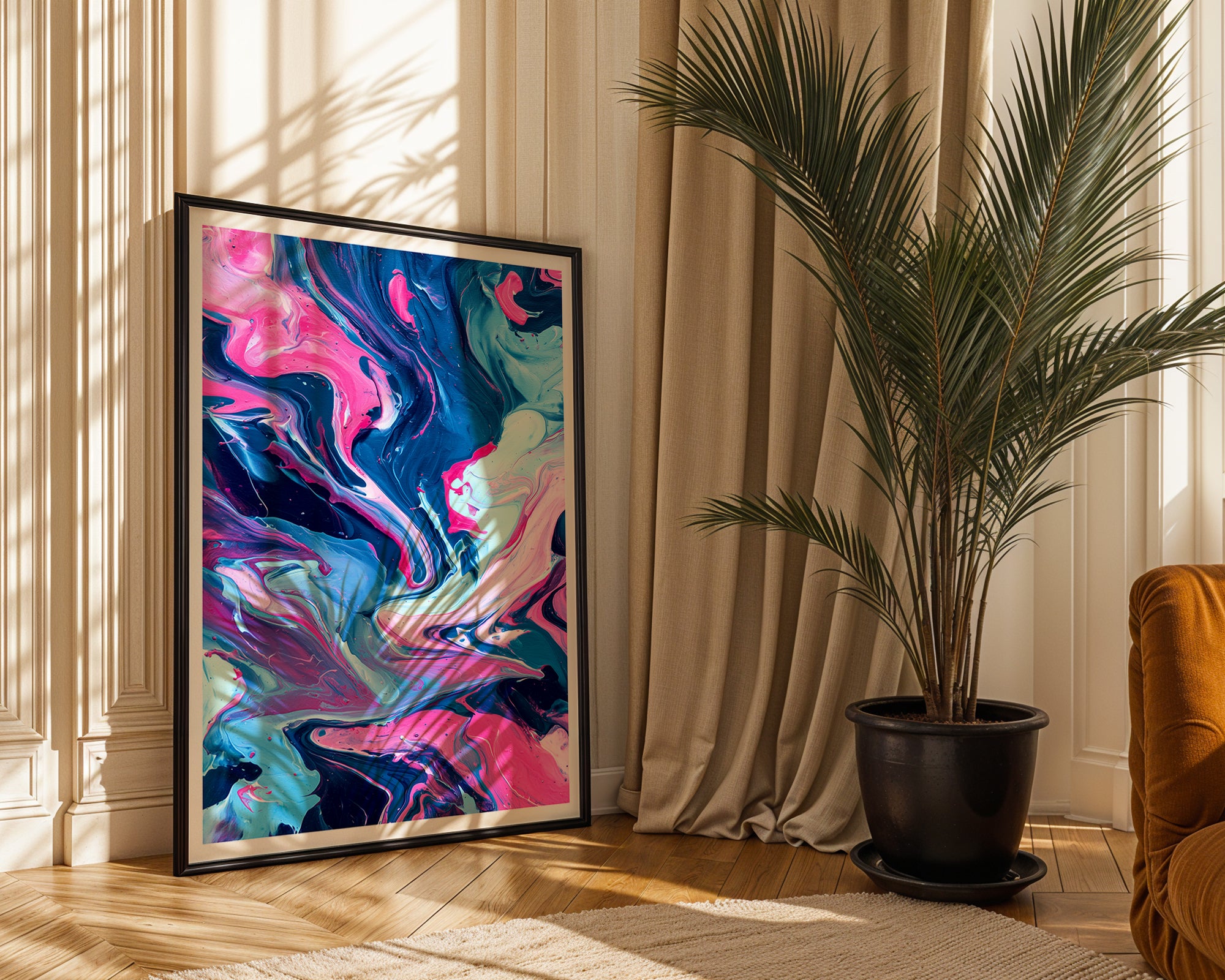 Pink & Blue Swirl Poster | Abstract Fluid Art