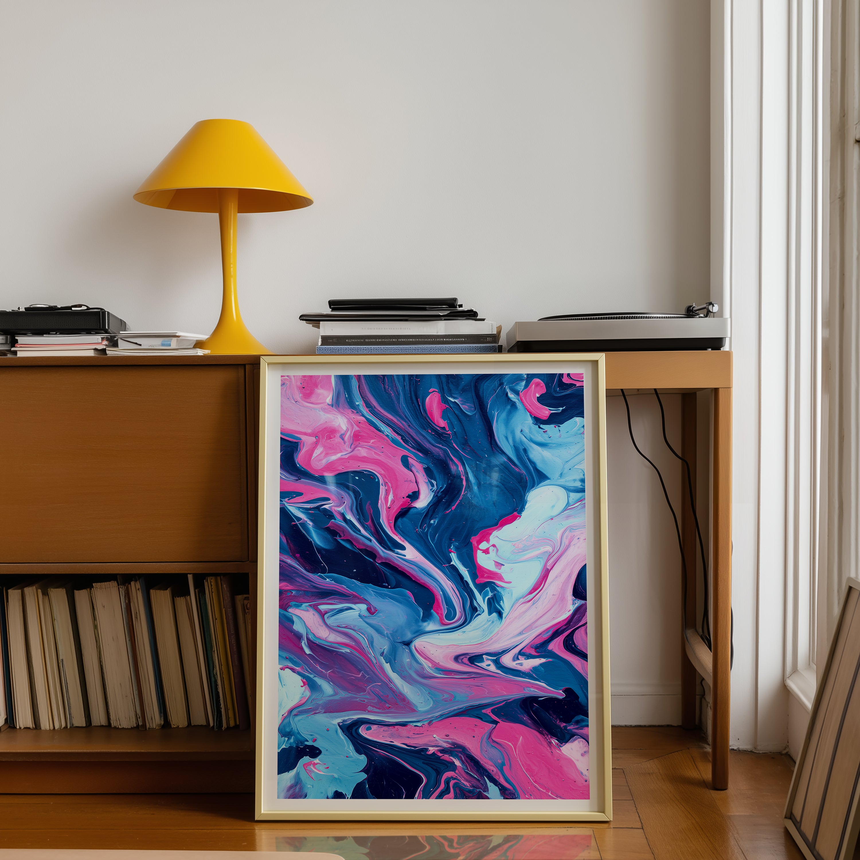 Pink & Blue Swirl Poster | Abstract Fluid Art