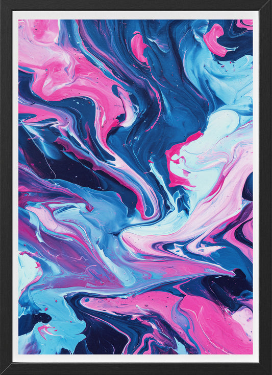 Pink & Blue Swirl Poster | Abstract Fluid Art