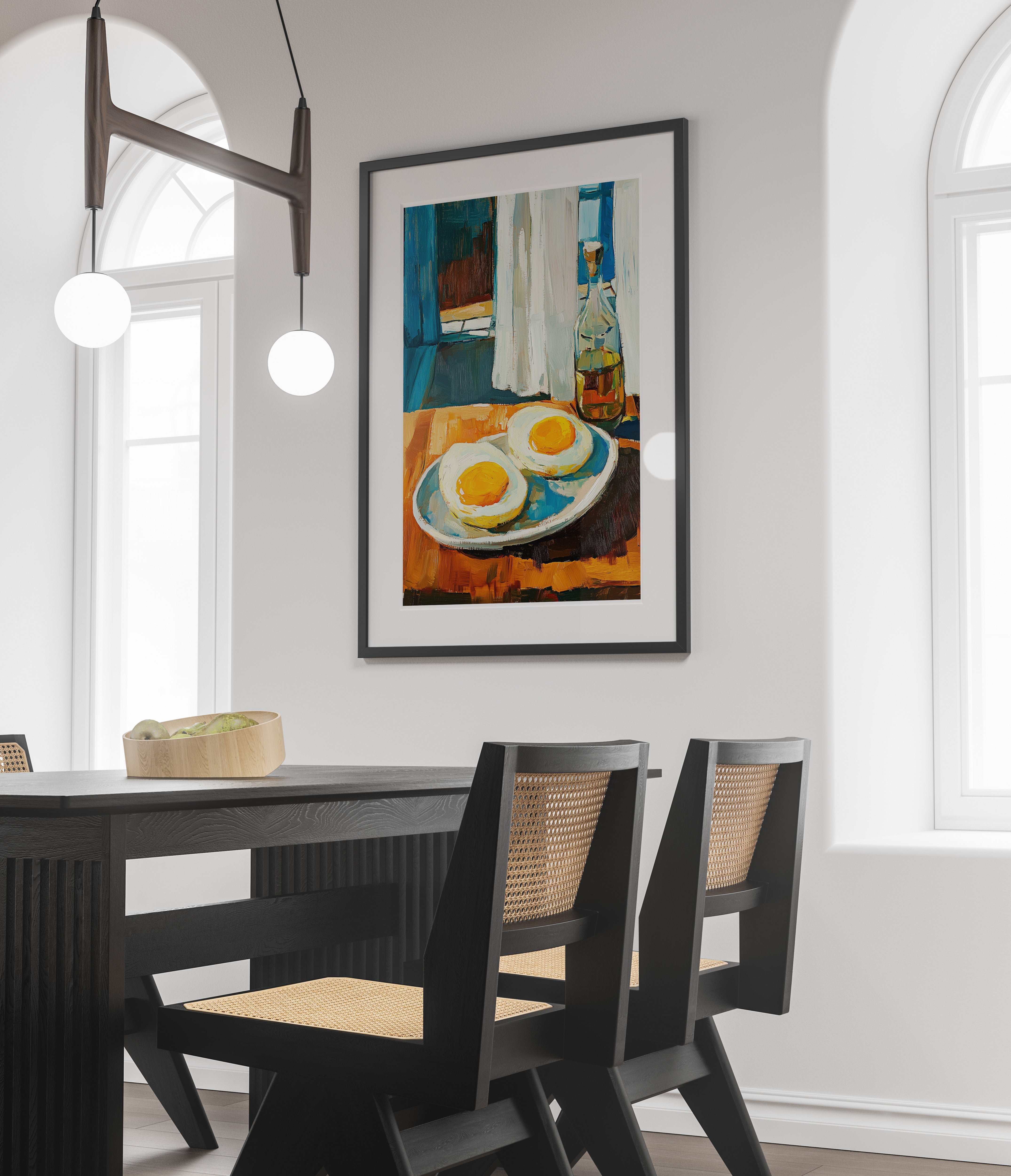Sunny Side Up Eggs Kitchen Poster | Rustic Breakfast Food Wall Art
