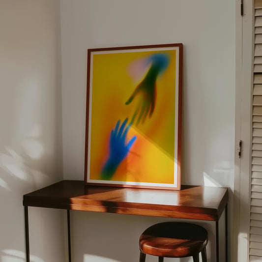 Reaching Hands Poster | Abstract Colorful Connection
