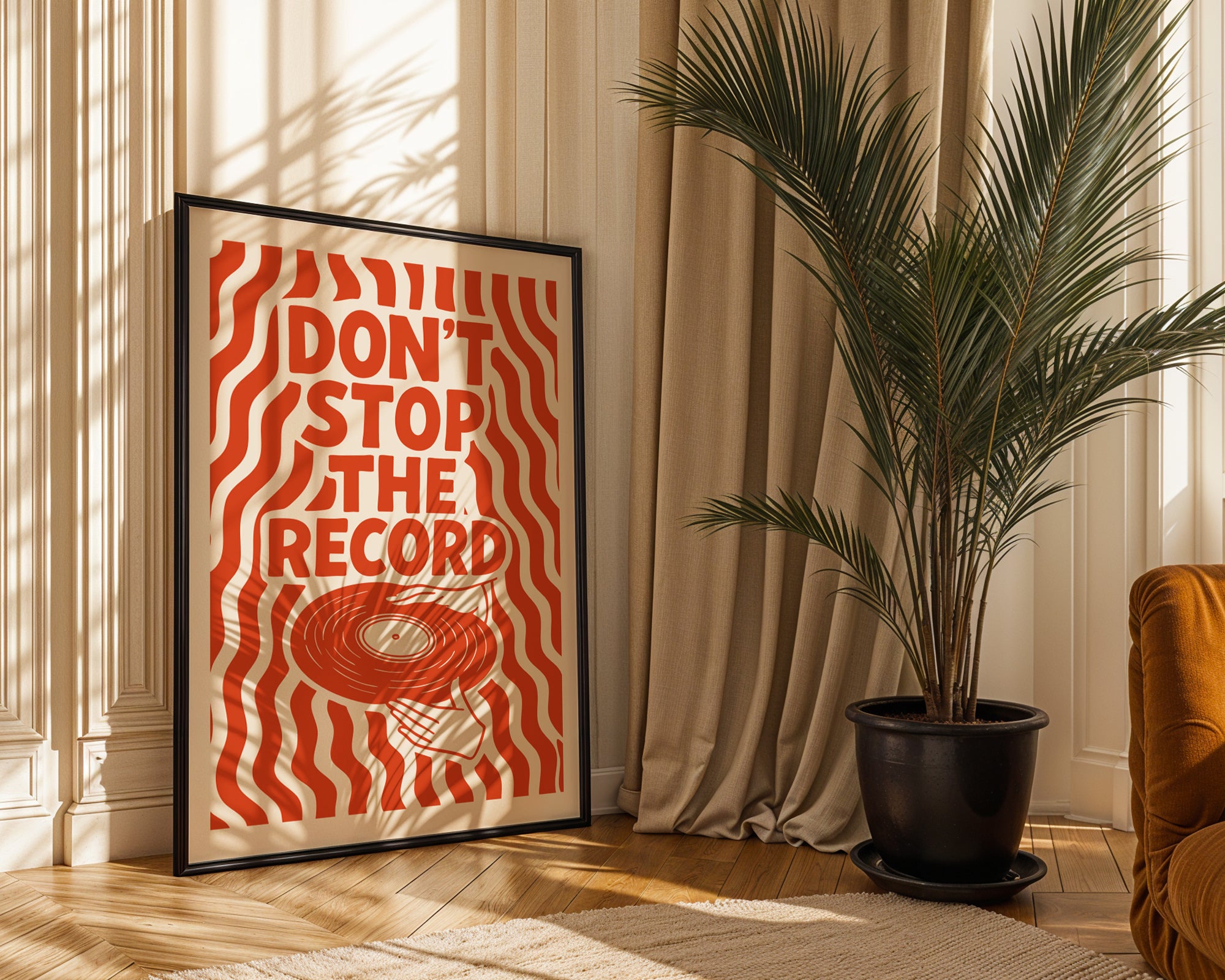 Don’t Stop the Record Poster | Retro Music-Inspired Wall Art