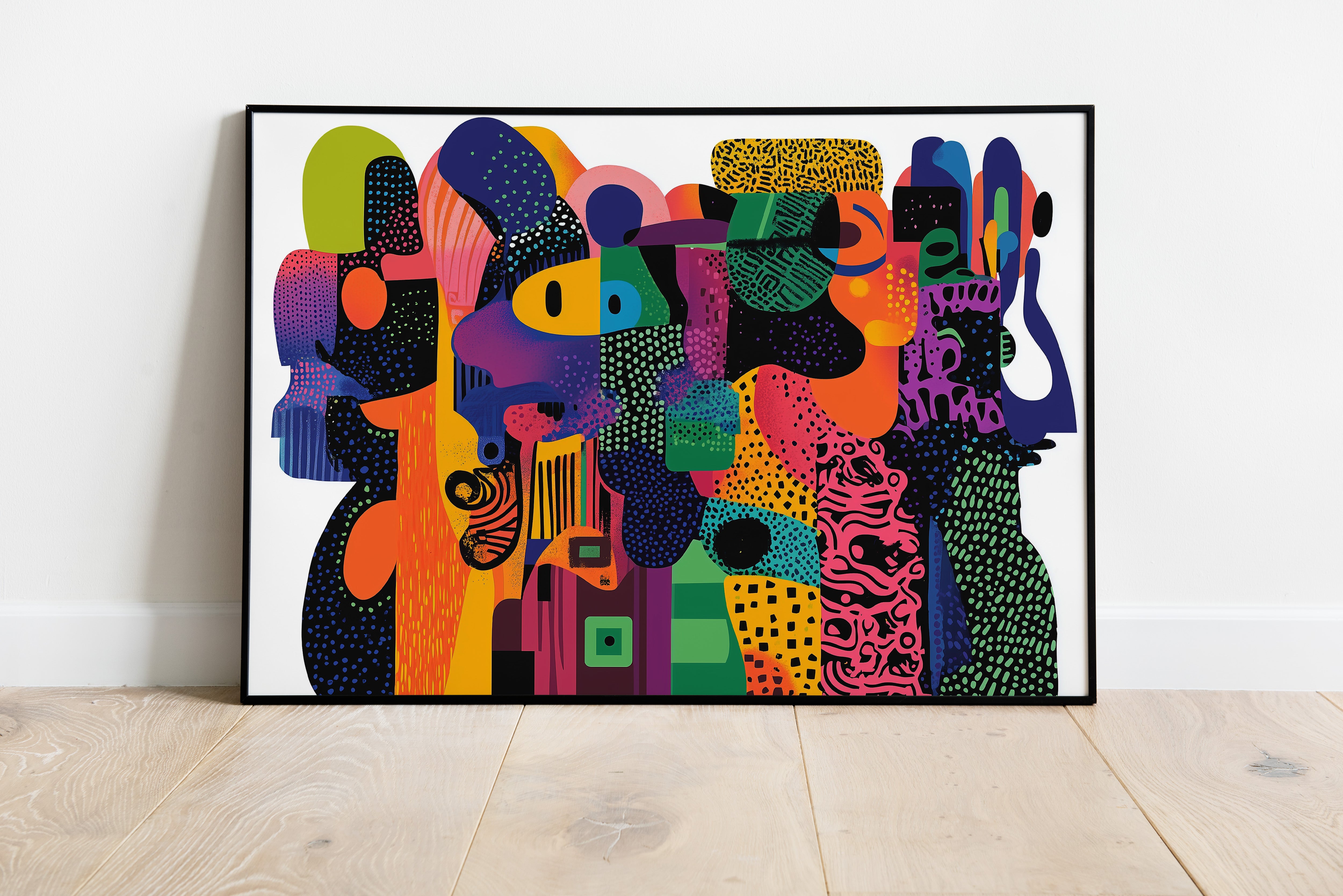 Dynamic Colorful Abstract Poster | Geometric Minimalist Wall Art for Modern Interiors