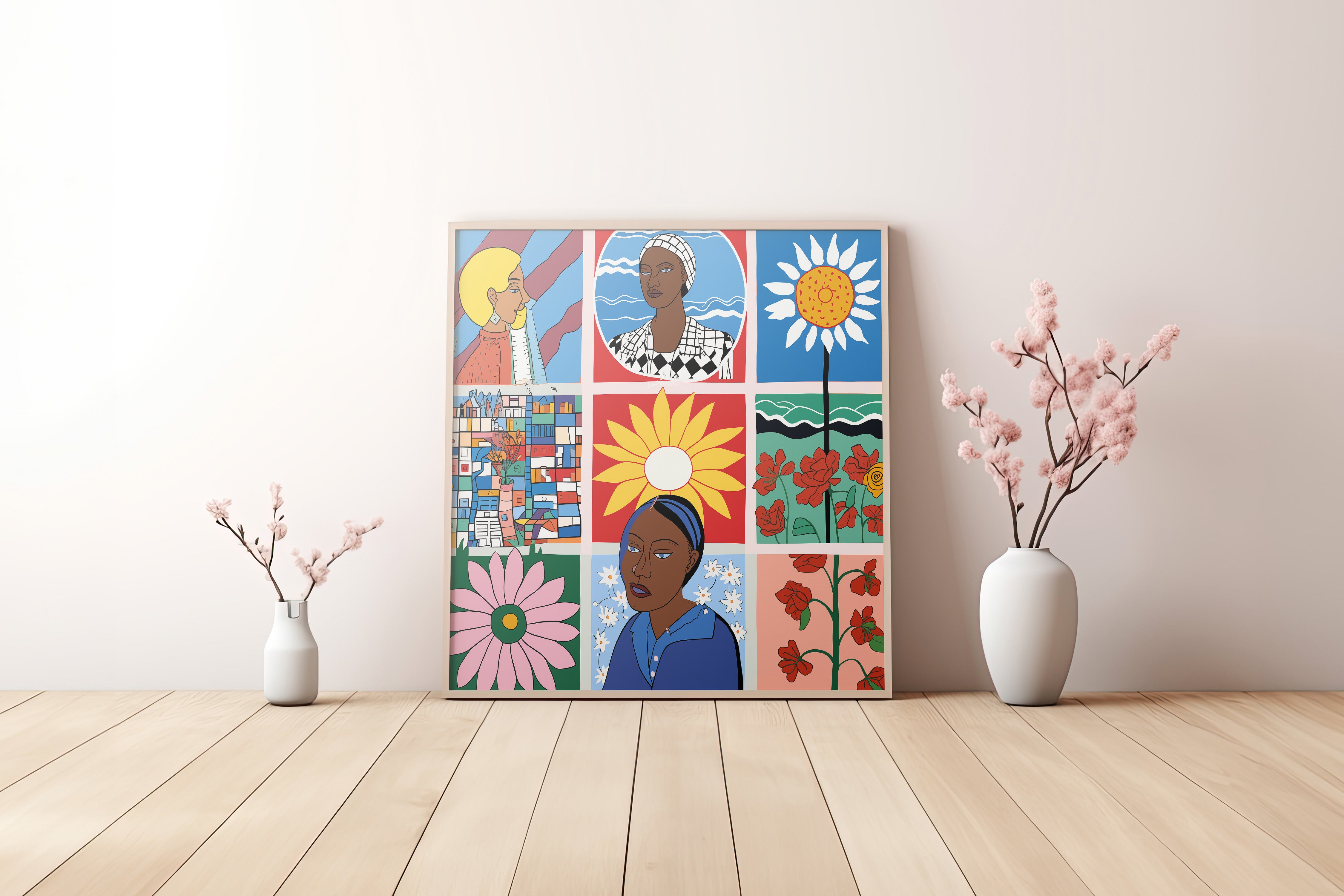 Feminist Portrait & Floral Poster | Afrocentric Storytelling Wall Art