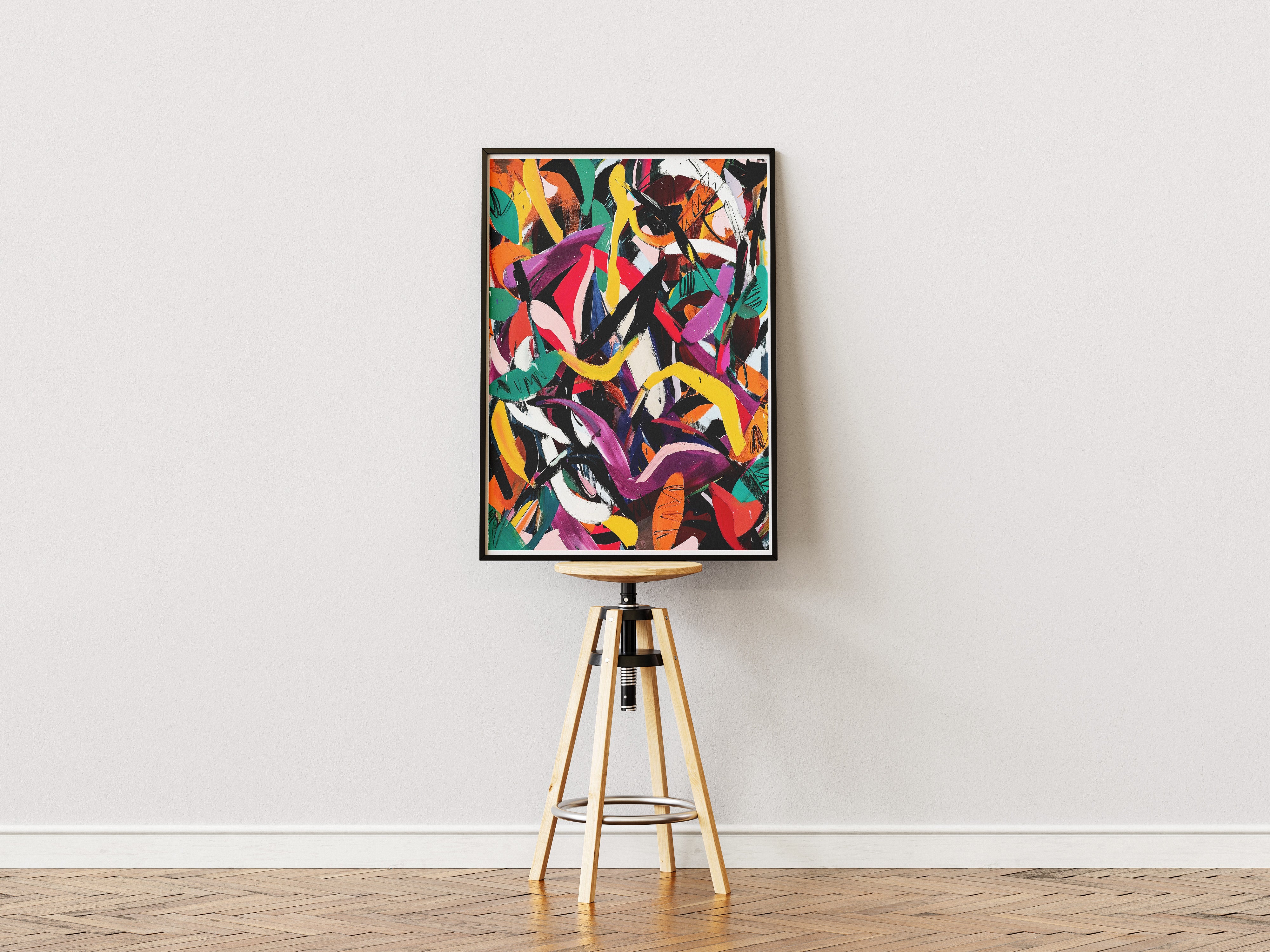 Dynamic Brushstroke Abstract Poster | Expressionist Color Splash Wall Art