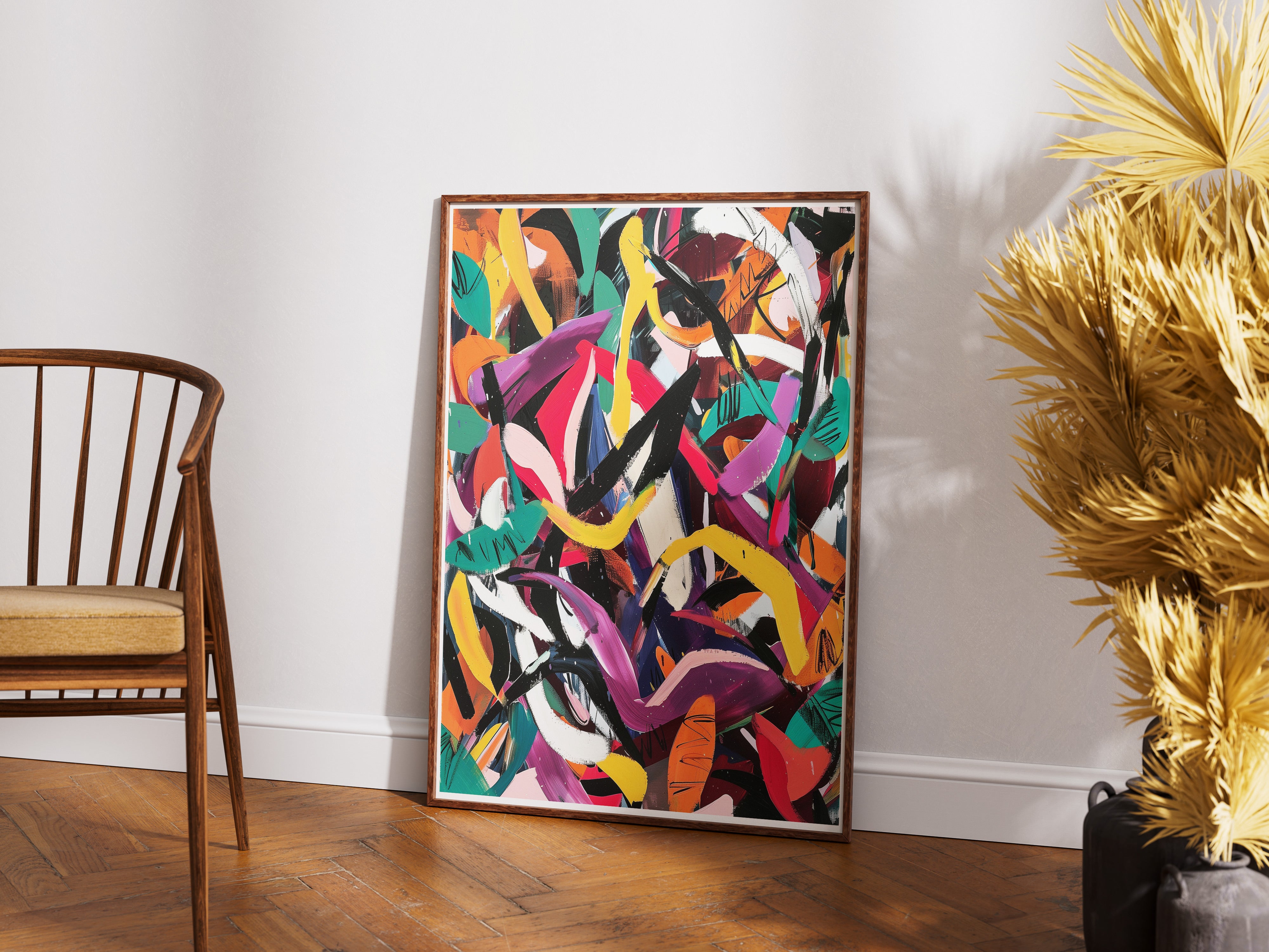 Dynamic Brushstroke Abstract Poster | Expressionist Color Splash Wall Art
