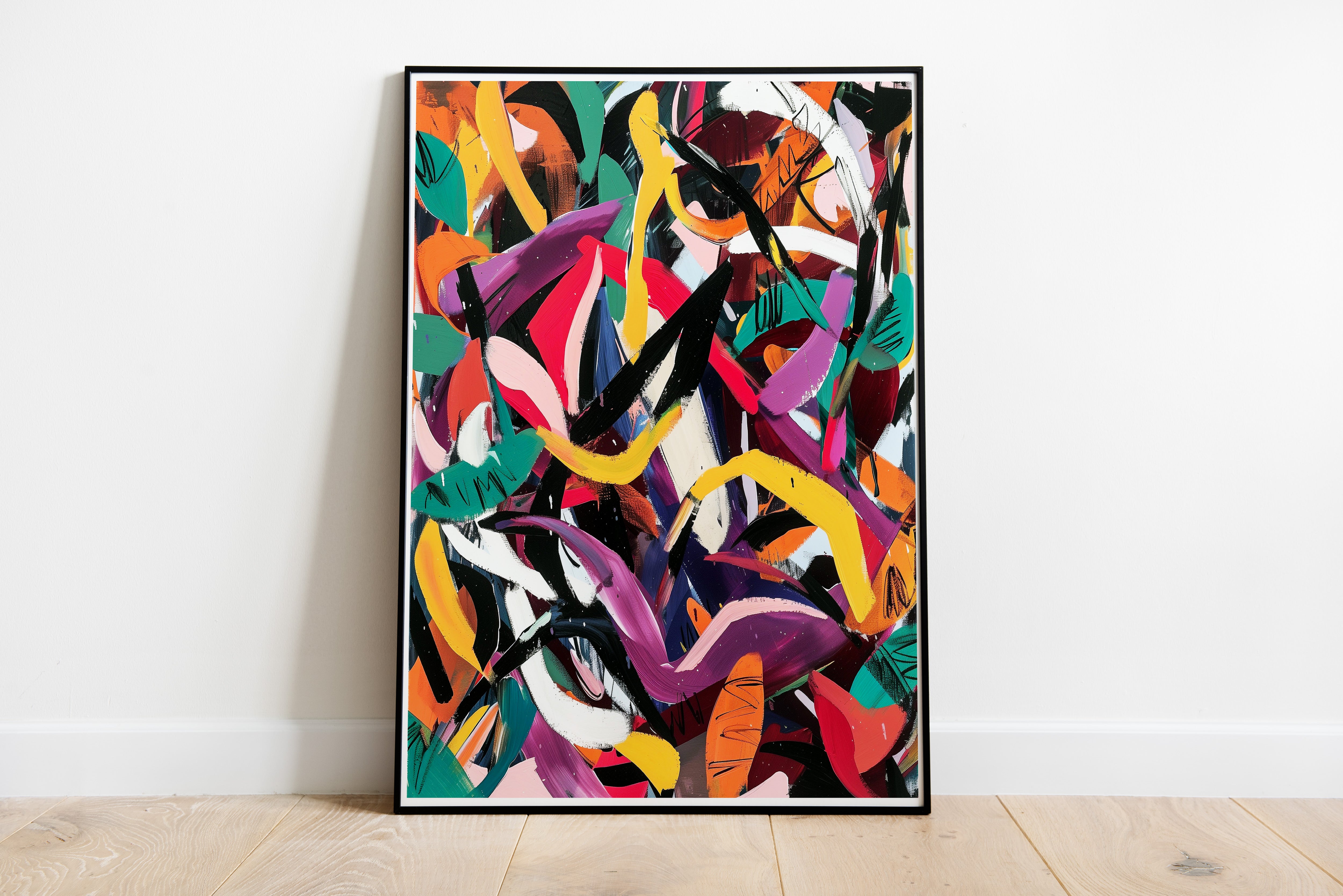 Dynamic Brushstroke Abstract Poster | Expressionist Color Splash Wall Art